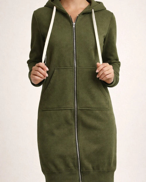 Women's Fall and Winter Sweater Large Size Loose Hooded Medium-length Jacket Plus Size Solid Color Jacket | JRSEE:f5c845b9-5fd8-4bba-aaae-3841eb08e0ef