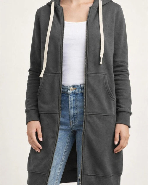 Women's Fall and Winter Sweater Large Size Loose Hooded Medium-length Jacket Plus Size Solid Color Jacket | JRSEE:6e5d7493-4fb9-4c8b-87e3-3fcb25285980