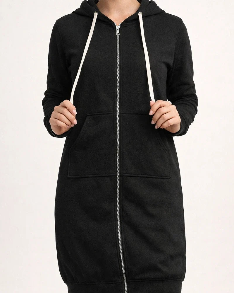 Women's Fall and Winter Sweater Large Size Loose Hooded Medium-length Jacket Plus Size Solid Color Jacket | JRSEE:4223d0ce-62eb-4fa0-a5c7-5a47cbf61ac8