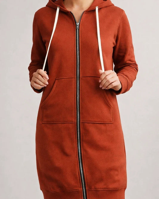 Women's Fall and Winter Sweater Large Size Loose Hooded Medium-length Jacket Plus Size Solid Color Jacket | JRSEE:b05443a2-6583-4786-a5bf-bbbeb2d603c8