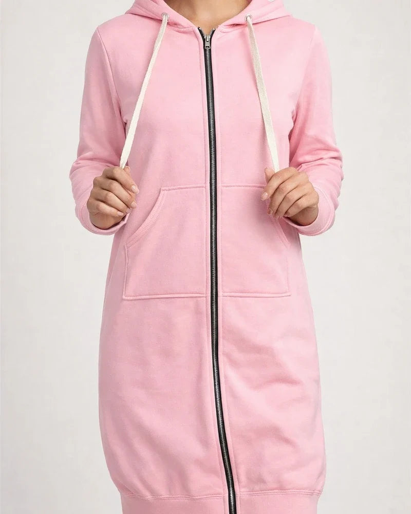 Women's Fall and Winter Sweater Large Size Loose Hooded Medium-length Jacket Plus Size Solid Color Jacket | JRSEE:c35631f3-0ee2-4370-8044-090aa90dc637