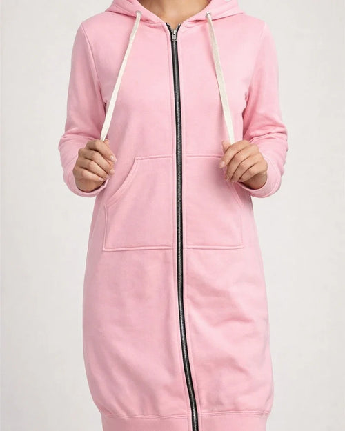 Women's Fall and Winter Sweater Large Size Loose Hooded Medium-length Jacket Plus Size Solid Color Jacket | JRSEE:c35631f3-0ee2-4370-8044-090aa90dc637