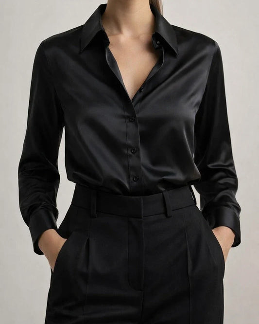 Women's Fall Solid Color Fashionable Elegant Long-Sleeve Button-Up V-Neck Shirt | JRSEE:044ffd7d-caec-4569-85a0-a4e3c26dc010