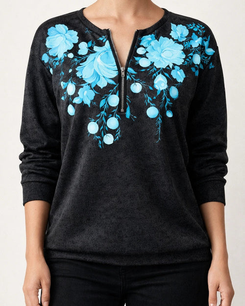 Women's Fall/Winter Color-Blocked Relaxed Fit Long Sleeve V-Neck Hoodie with Zipper | JRSEE:5f1854ae-d33c-45af-ae63-a8a78188c616