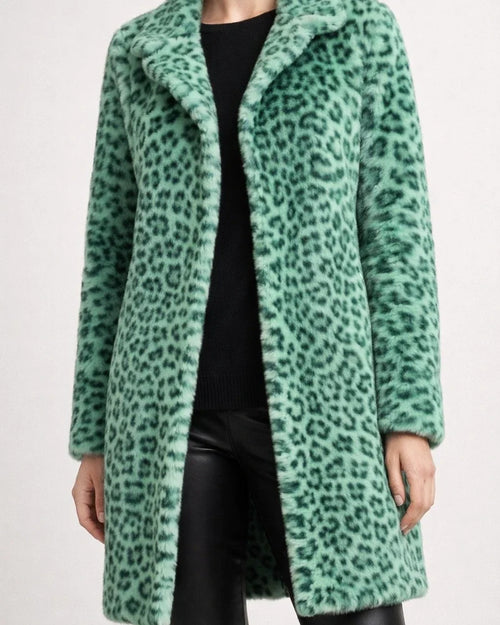 Women's Fall/Winter Fashion Leopard Print Faux Fur Mid-Length Coat | JRSEE:bcdbf70c-40a1-4036-8b5e-2eaa4270b229