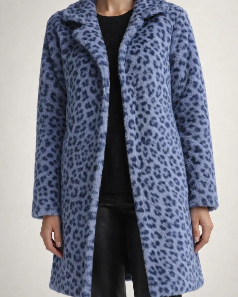 Women's Fall/Winter Fashion Leopard Print Faux Fur Mid-Length Coat | JRSEE:6e1e8e4c-6498-4653-b999-2f91b2712c0d