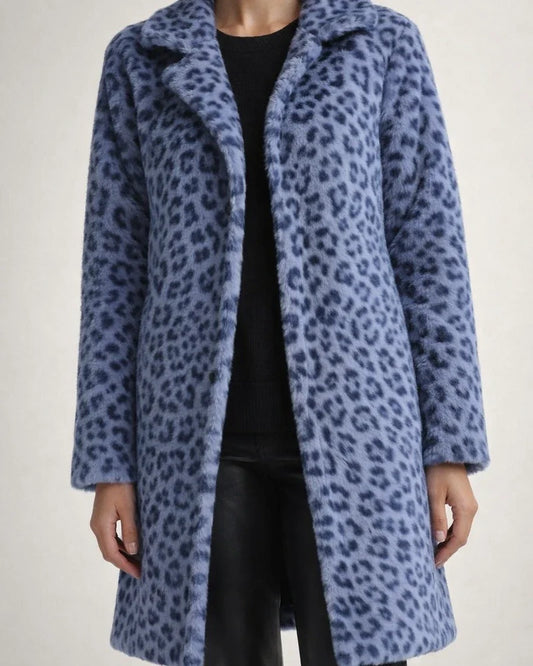 Women's Fall/Winter Fashion Leopard Print Faux Fur Mid-Length Coat | JRSEE:6e1e8e4c-6498-4653-b999-2f91b2712c0d