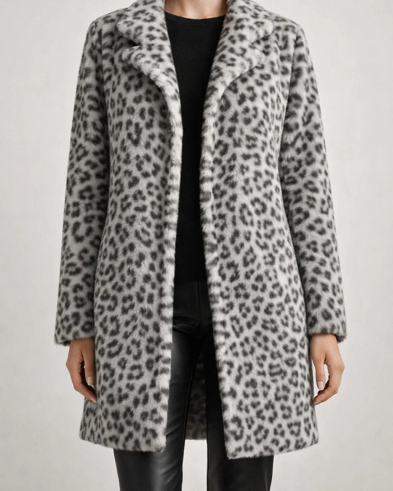 Women's Fall/Winter Fashion Leopard Print Faux Fur Mid-Length Coat | JRSEE:f13563e5-7819-4c3f-9e0b-c0f58b96a12d