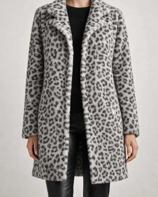 Women's Fall/Winter Fashion Leopard Print Faux Fur Mid-Length Coat | JRSEE:f13563e5-7819-4c3f-9e0b-c0f58b96a12d