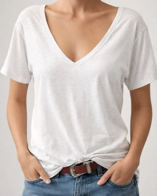 Women's Fashion Deep V-neck Short-sleeved Tops Solid Color Casual Loose Short-sleeved | JRSEE:480c2e53-e117-4a9b-a32b-167d927dda58
