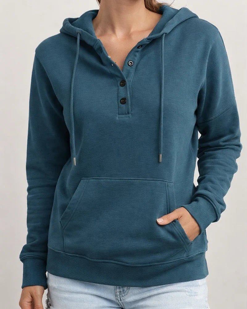 Women's Fashion Ladies Temperament Elegant Commuter Solid Color Pullover Hooded Drawstring Insert Pockets Sweater | JRSEE:4ec4a6f0-bf44-4062-9813-232ac0a6a38a