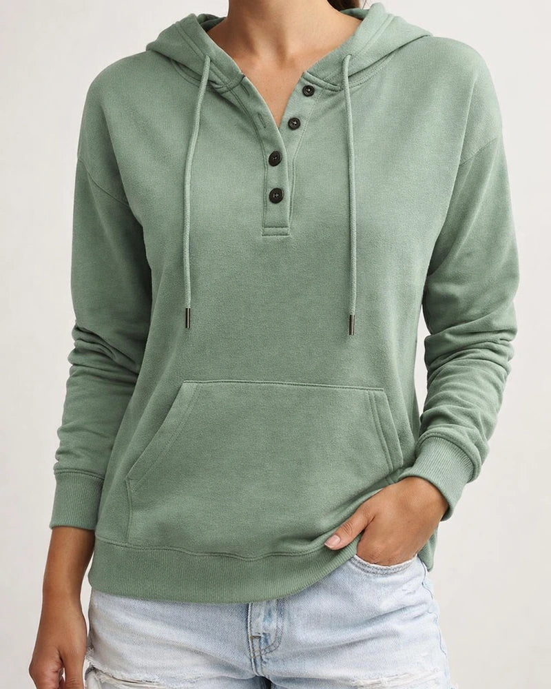 Women's Fashion Ladies Temperament Elegant Commuter Solid Color Pullover Hooded Drawstring Insert Pockets Sweater | JRSEE:a72b494e-4016-459e-bd25-44c70ad25915