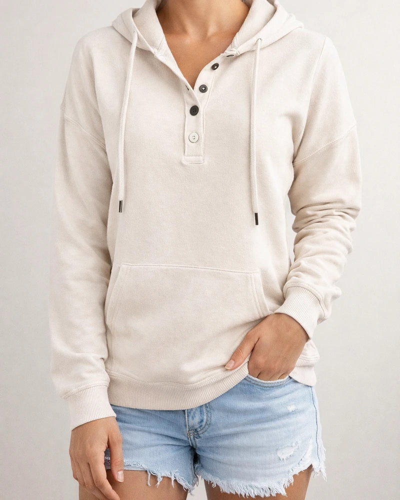 Women's Fashion Ladies Temperament Elegant Commuter Solid Color Pullover Hooded Drawstring Insert Pockets Sweater | JRSEE:eb20e057-29f2-4396-a21a-4c2b7e418b2f