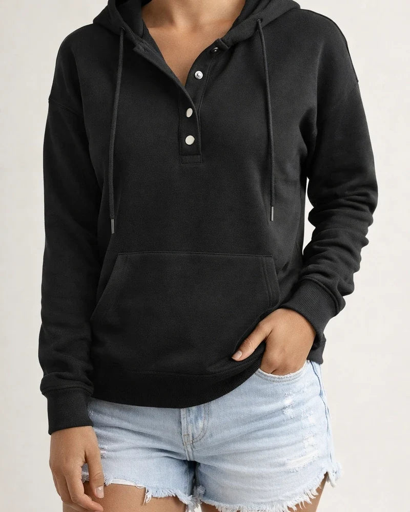 Women's Fashion Ladies Temperament Elegant Commuter Solid Color Pullover Hooded Drawstring Insert Pockets Sweater | JRSEE:a90d9c29-6e44-47b8-aff1-74919c862a10