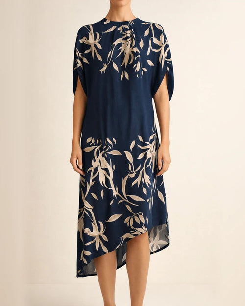 Women's Fashion Round Neck Loose Short-sleeved Bat Sleeve Round Neck Dress Printed Dresses | JRSEE:5298f67e-7945-4cf7-934d-2dfd62d65f12