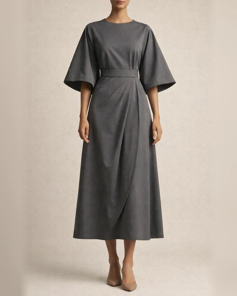 Women's Fashion Temperament Solid Color Waisted Dresses Casual Bat Sleeve Long Dress | JRSEE:23fa848c-e6d5-4d31-822d-5a3bc95bfaaa