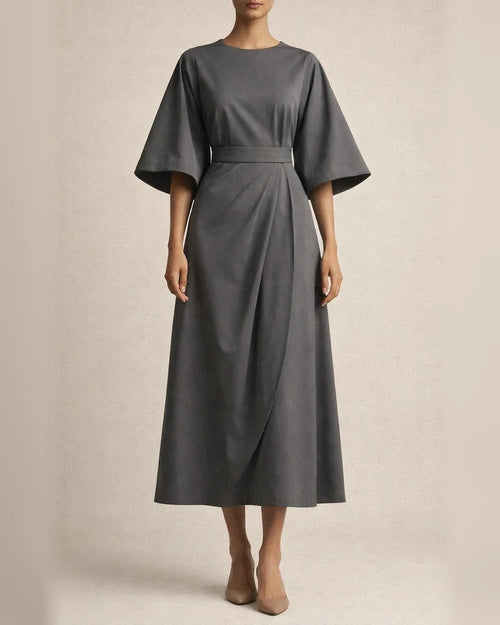 Women's Fashion Temperament Solid Color Waisted Dresses Casual Bat Sleeve Long Dress | JRSEE:23fa848c-e6d5-4d31-822d-5a3bc95bfaaa