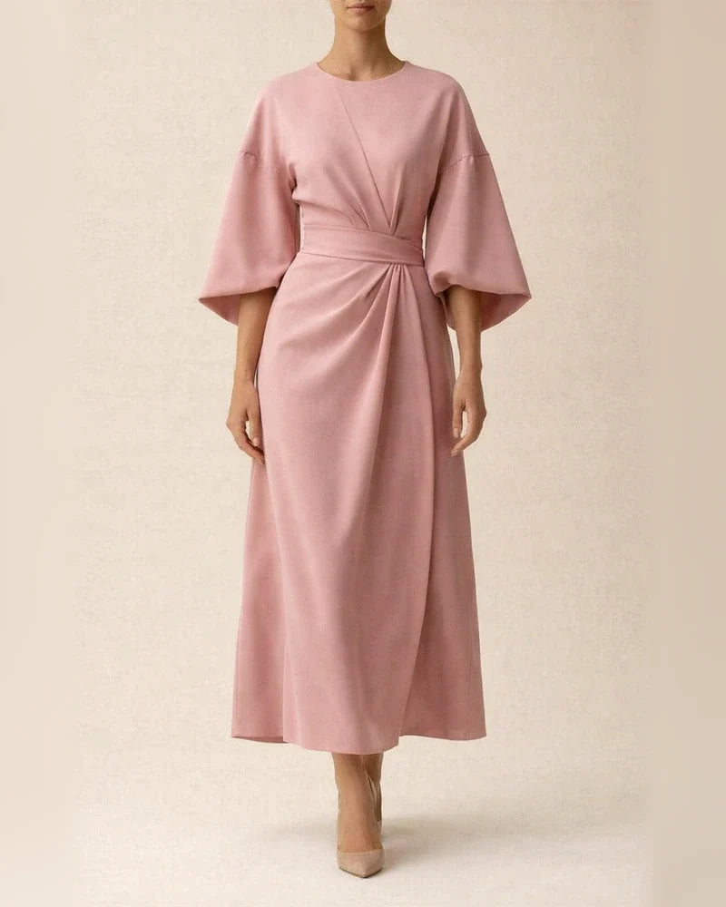 Women's Fashion Temperament Solid Color Waisted Dresses Casual Bat Sleeve Long Dress | JRSEE:667bdd92-8d76-4db3-8259-f2f50cc05c8c