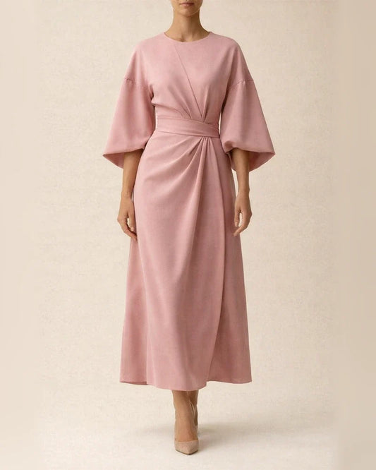 Women's Fashion Temperament Solid Color Waisted Dresses Casual Bat Sleeve Long Dress | JRSEE:667bdd92-8d76-4db3-8259-f2f50cc05c8c