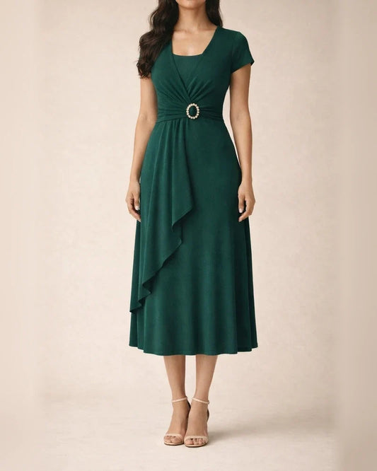 Women's Fashionable and Elegant Asymmetrical Full-Skirted V-neck Solid-Color Dress | JRSEE:dd0b30f7bc | JRSEE:17a84310-4d65-4adb-8f23-40af7a5f54d0 | JRSEE:a30c6195-b632-4970-8060-184a3c4dcce9