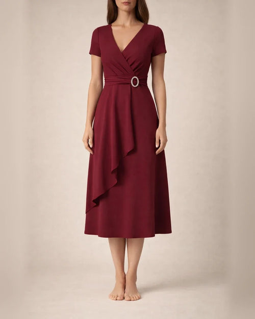 Women's Fashionable and Elegant Asymmetrical Full-Skirted V-neck Solid-Color Dress | JRSEE:f2c776ca61 | JRSEE:1fcd2690-4bc5-4cb7-8679-169088eb9d67 | JRSEE:ea3622cf-64cd-4835-8c35-878388d4faff