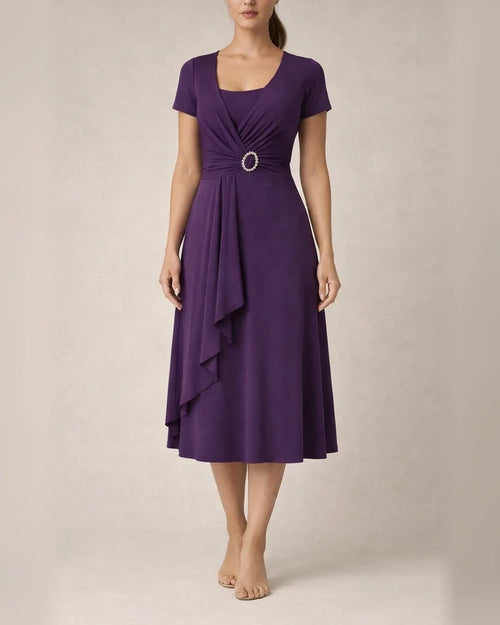 Women's Fashionable and Elegant Asymmetrical Full-Skirted V-neck Solid-Color Dress | JRSEE:5e8024057d | JRSEE:147795e6-70d6-4cfe-b60c-9d70c60135cc | JRSEE:15713e1e-aac4-4ff7-92f5-2f24da97d979