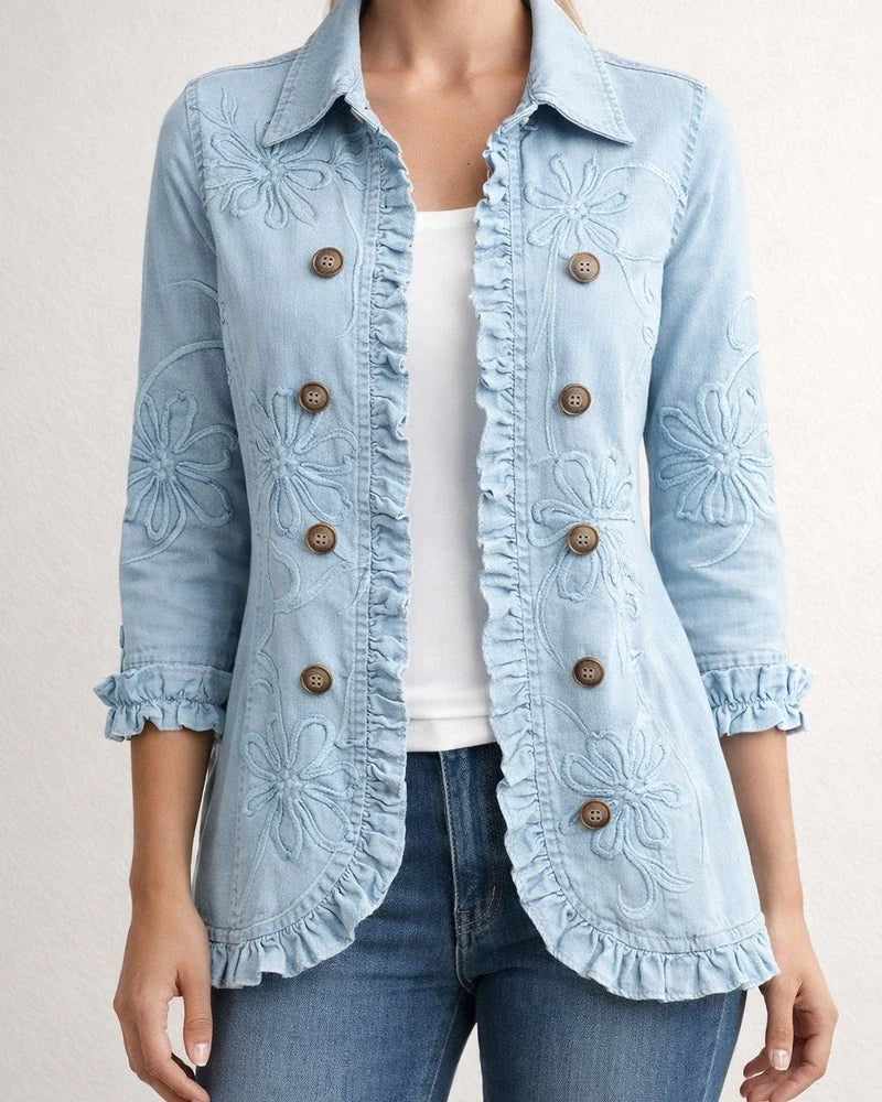 Women's Fashionable Long-Sleeve Ruffled Leopard-Print Shirt Lightweight Jacket | JRSEE:9d2747fd-9102-4e25-b138-1cdd0eb84330