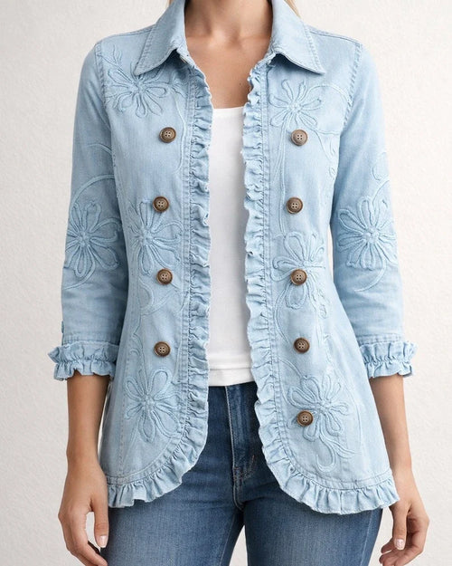 Women's Fashionable Long-Sleeve Ruffled Leopard-Print Shirt Lightweight Jacket | JRSEE:9d2747fd-9102-4e25-b138-1cdd0eb84330