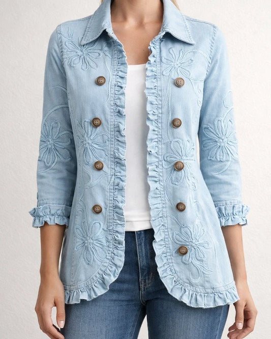 Women's Fashionable Long-Sleeve Ruffled Leopard-Print Shirt Lightweight Jacket | JRSEE:9d2747fd-9102-4e25-b138-1cdd0eb84330
