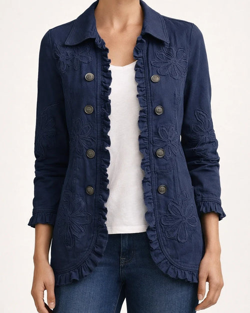 Women's Fashionable Long-Sleeve Ruffled Leopard-Print Shirt Lightweight Jacket | JRSEE:f715a691-3af2-4103-847e-c528ddeb6436
