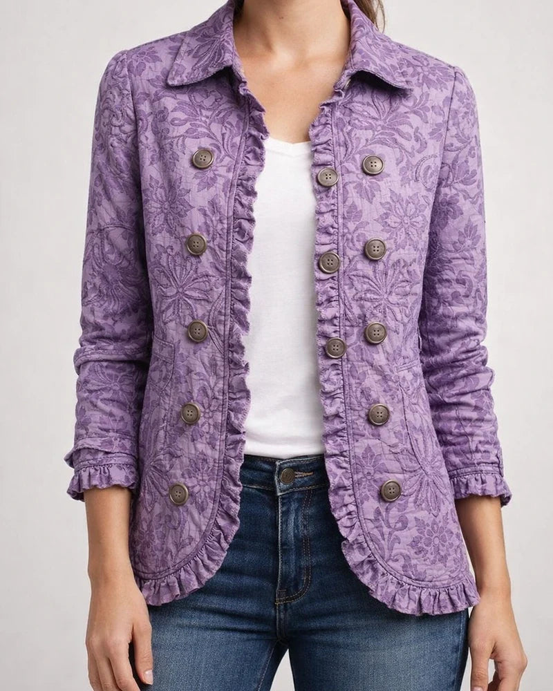 Women's Fashionable Long-Sleeve Ruffled Leopard-Print Shirt Lightweight Jacket | JRSEE:2a3a13cd-fdb5-4443-8da4-cb0c79b6495d