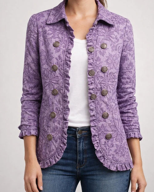 Women's Fashionable Long-Sleeve Ruffled Leopard-Print Shirt Lightweight Jacket | JRSEE:2a3a13cd-fdb5-4443-8da4-cb0c79b6495d