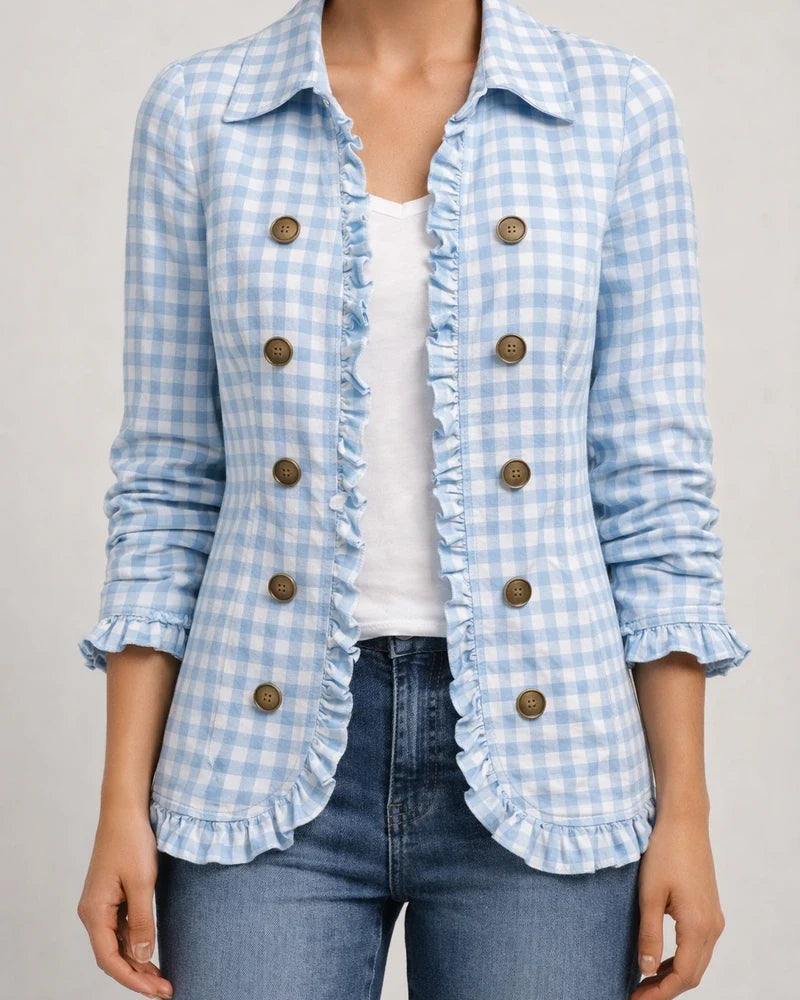Women's Fashionable Long-Sleeve Ruffled Leopard-Print Shirt Lightweight Jacket | JRSEE:35ab2798-fa79-46e9-b8dc-e1a1f72c5b75