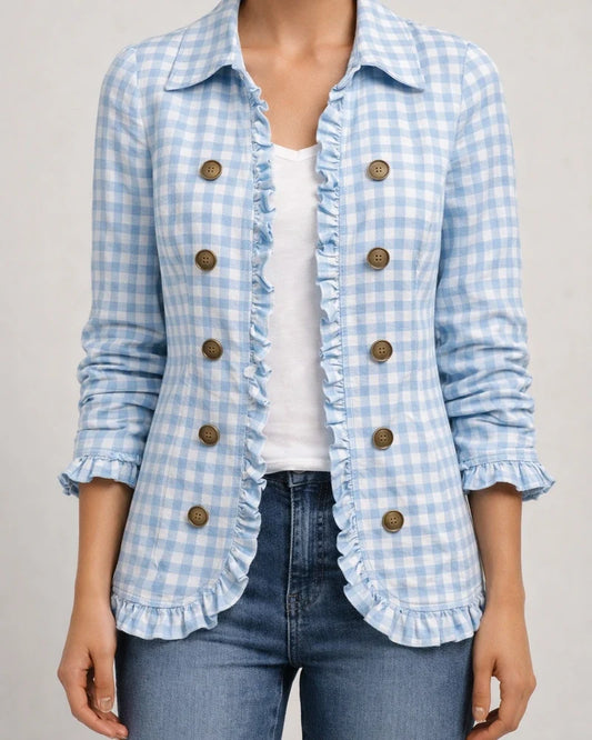 Women's Fashionable Long-Sleeve Ruffled Leopard-Print Shirt Lightweight Jacket | JRSEE:35ab2798-fa79-46e9-b8dc-e1a1f72c5b75