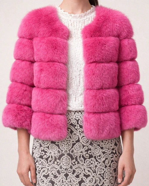 Women's Faux Fur Coat Active Elegant Comfortable Street Style Faux Fur Trim Outdoor Daily Wear Vacation Going out Faux Fur Short Coat Winter Fall Purple Pink Fuchsia Open Front Collarless Regular Fit | JRSEE:8668f302-417a-4f69-9a35-784d2e763f79
