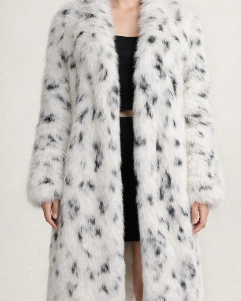 Women's Faux Fur Coat Modern Comfortable Street Style Plush Patchwork Pocket Outdoor Daily Wear Vacation Going out Faux Fur Long Coat Winter Fall White Cardigan Turndown Loose Fit S M L XL XXL / Warm | JRSEE:5e444d96-5846-4710-8a59-c0222b42c2ea