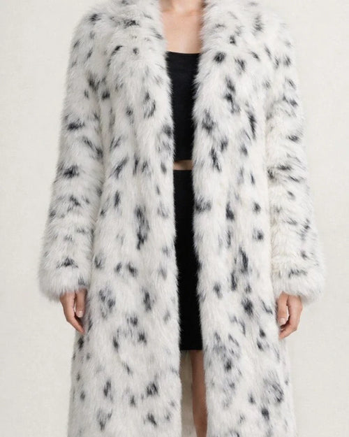 Women's Faux Fur Coat Modern Comfortable Street Style Plush Patchwork Pocket Outdoor Daily Wear Vacation Going out Faux Fur Long Coat Winter Fall White Cardigan Turndown Loose Fit S M L XL XXL / Warm | JRSEE:5e444d96-5846-4710-8a59-c0222b42c2ea