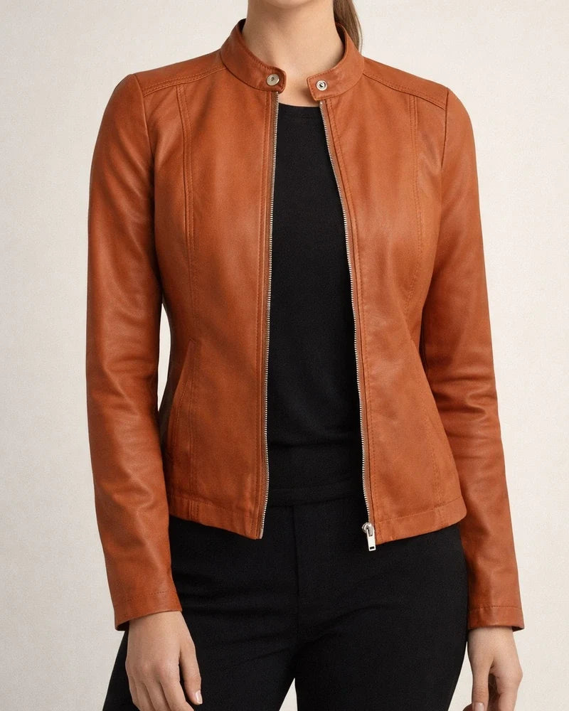 Women's Faux Leather Jacket Faux Motorcycle Plus Size Moto Biker Coat Short Zipper Jacket Light Pink Navy Wine Red ArmyGreen Chic & Modern Street Fall Collarless Slim Fit S M L XL XXL XXXL | JRSEE:90505981-5e5f-46e2-b2f9-7515b9ed26c7