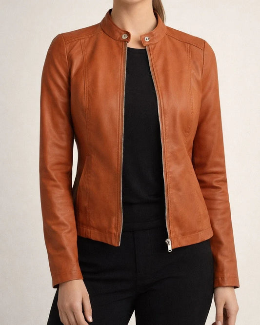 Women's Faux Leather Jacket Faux Motorcycle Plus Size Moto Biker Coat Short Zipper Jacket Light Pink Navy Wine Red ArmyGreen Chic & Modern Street Fall Collarless Slim Fit S M L XL XXL XXXL | JRSEE:90505981-5e5f-46e2-b2f9-7515b9ed26c7
