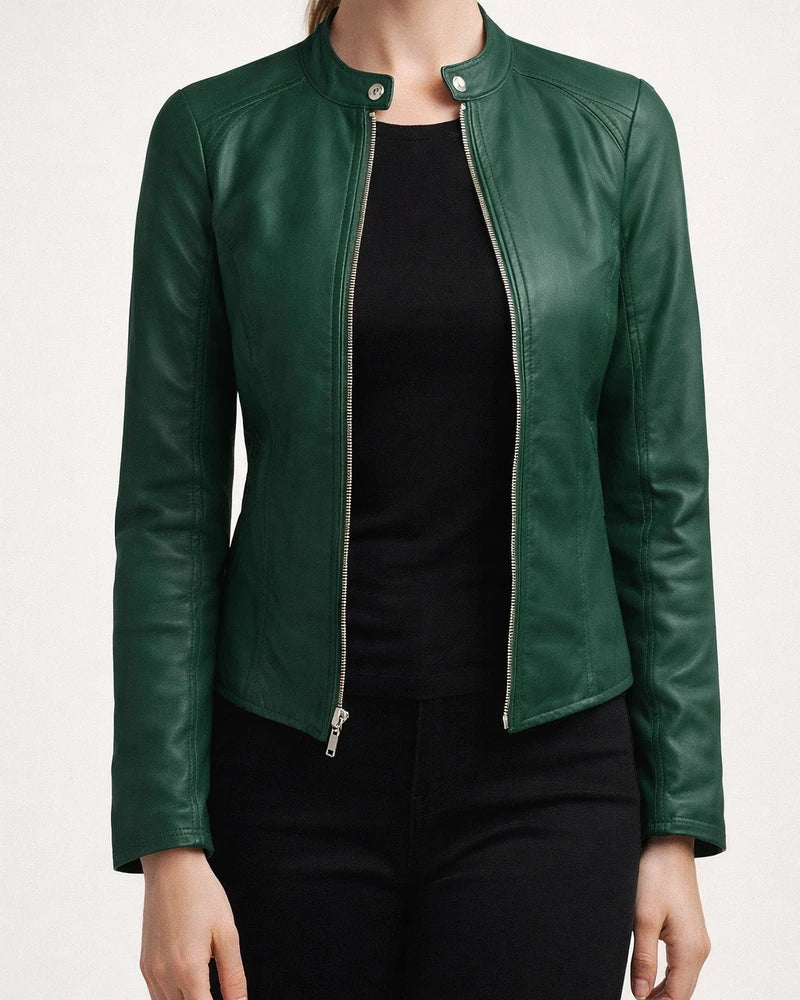 Women's Faux Leather Jacket Faux Motorcycle Plus Size Moto Biker Coat Short Zipper Jacket Light Pink Navy Wine Red ArmyGreen Chic & Modern Street Fall Collarless Slim Fit S M L XL XXL XXXL | JRSEE:d4f322b1-9fad-460d-b9f0-4e0bc1d7d168