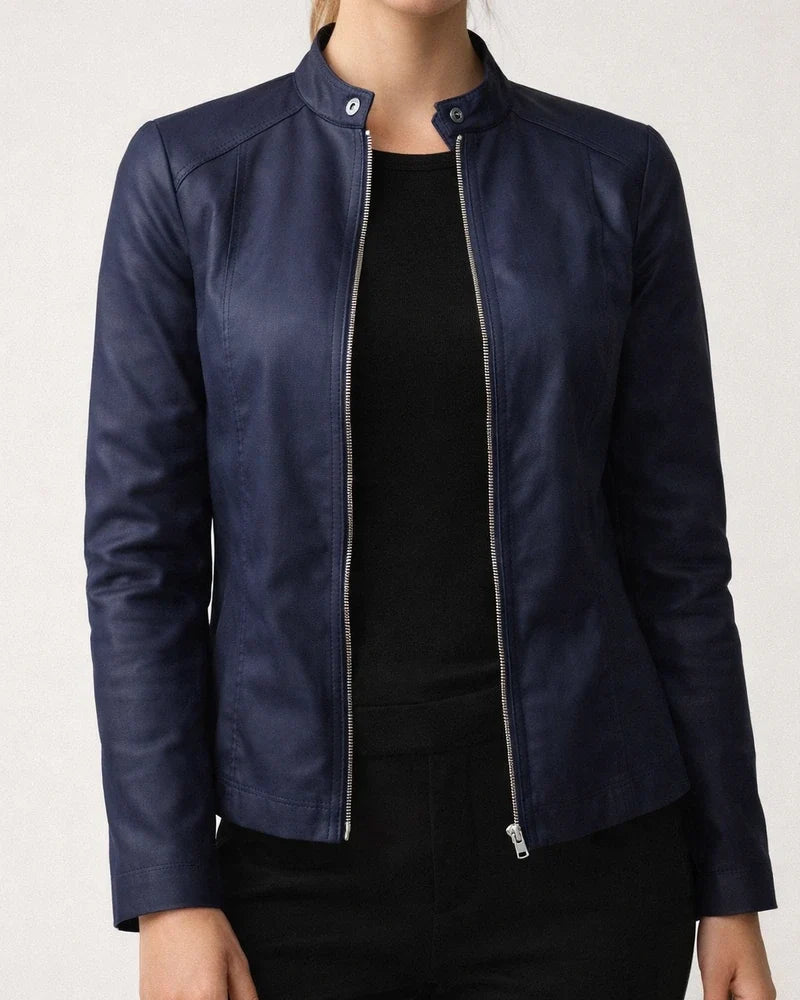 Women's Faux Leather Jacket Faux Motorcycle Plus Size Moto Biker Coat Short Zipper Jacket Light Pink Navy Wine Red ArmyGreen Chic & Modern Street Fall Collarless Slim Fit S M L XL XXL XXXL | JRSEE:eb13a238-2bbd-493a-90a2-a82dc023c197