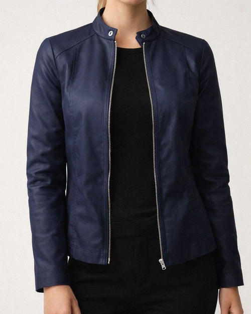 Women's Faux Leather Jacket Faux Motorcycle Plus Size Moto Biker Coat Short Zipper Jacket Light Pink Navy Wine Red ArmyGreen Chic & Modern Street Fall Collarless Slim Fit S M L XL XXL XXXL | JRSEE:eb13a238-2bbd-493a-90a2-a82dc023c197