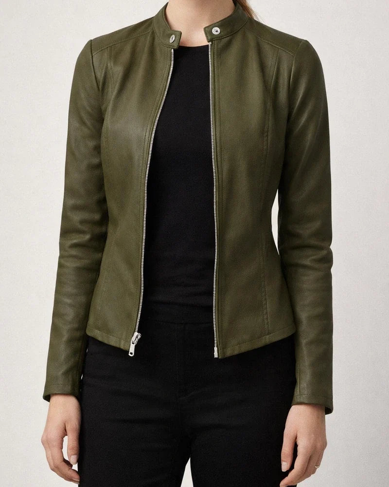 Women's Faux Leather Jacket Faux Motorcycle Plus Size Moto Biker Coat Short Zipper Jacket Light Pink Navy Wine Red ArmyGreen Chic & Modern Street Fall Collarless Slim Fit S M L XL XXL XXXL | JRSEE:ed886918-ff6d-4d68-bd2f-88e3932c74ec