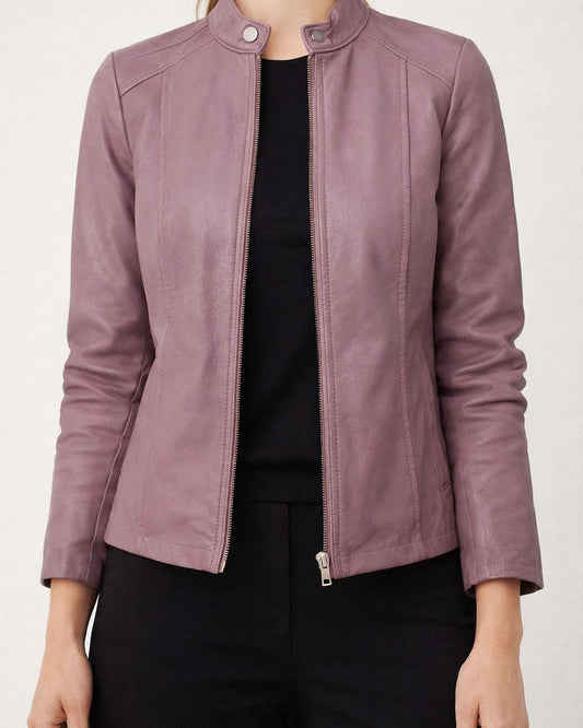 Women's Faux Leather Jacket Faux Motorcycle Plus Size Moto Biker Coat Short Zipper Jacket Light Pink Navy Wine Red ArmyGreen Chic & Modern Street Fall Collarless Slim Fit S M L XL XXL XXXL | JRSEE:c56f8e95-fb21-460d-b837-c588e5c6f286