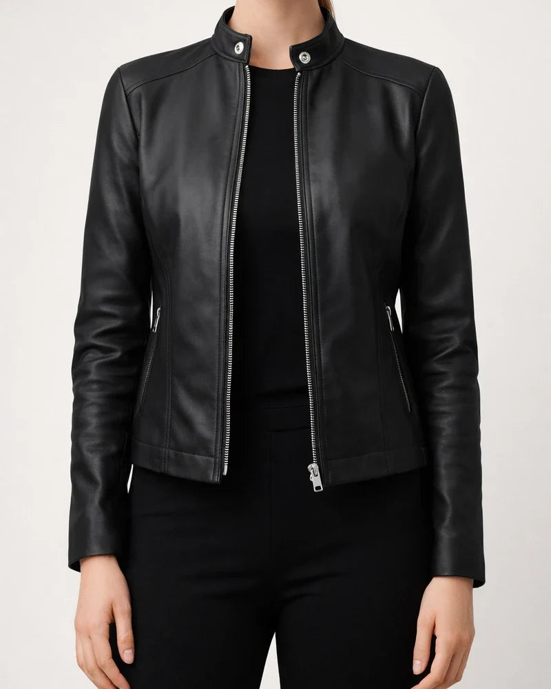 Women's Faux Leather Jacket Faux Motorcycle Plus Size Moto Biker Coat Short Zipper Jacket Light Pink Navy Wine Red ArmyGreen Chic & Modern Street Fall Collarless Slim Fit S M L XL XXL XXXL | JRSEE:9eeea3e2-ab2b-4f4b-948e-2b5e63b93249