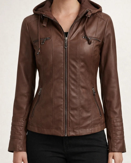 Women's Faux Leather Jacket Hoodie Jacket Windproof Warm Street Casual Daily Pocket Hoodie Sports Casual Solid Color Regular Fit Outerwear Long Sleeve Winter Fall Black Camel Red S M L XL XXL 3XL | JRSEE:768aefb1-910a-422d-b55e-21ba294bee89