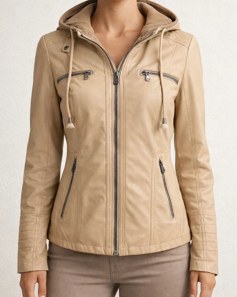 Women's Faux Leather Jacket Hoodie Jacket Windproof Warm Street Casual Daily Pocket Hoodie Sports Casual Solid Color Regular Fit Outerwear Long Sleeve Winter Fall Black Camel Red S M L XL XXL 3XL | JRSEE:07474fac-3564-42c3-b56c-423e788ce3bf