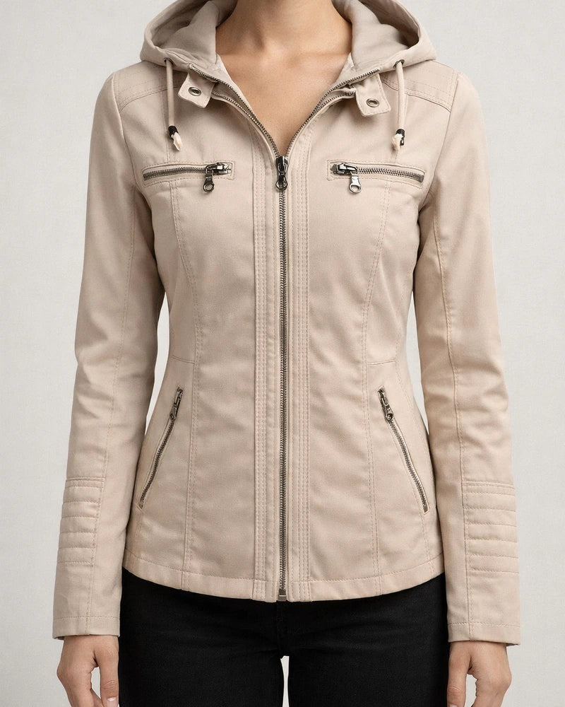 Women's Faux Leather Jacket Hoodie Jacket Windproof Warm Street Casual Daily Pocket Hoodie Sports Casual Solid Color Regular Fit Outerwear Long Sleeve Winter Fall Black Camel Red S M L XL XXL 3XL | JRSEE:a22e4009-9339-4fcc-9b66-a007416e42fd