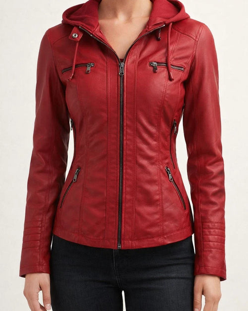 Women's Faux Leather Jacket Hoodie Jacket Windproof Warm Street Casual Daily Pocket Hoodie Sports Casual Solid Color Regular Fit Outerwear Long Sleeve Winter Fall Black Camel Red S M L XL XXL 3XL | JRSEE:9a6eeaa4-dd26-452f-97fc-7a349e97cba7