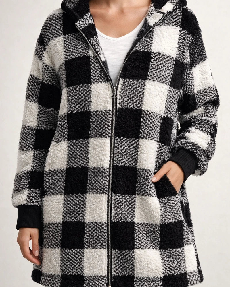 Women's Fleece Jacket Basic Pocket Zip Up Green Black Blue Plaid Street Hoodie Long Sleeve Fleece S M L XL 2XL 3XL | JRSEE:3875c183-2256-4fcc-b78e-d89a65f6c06b